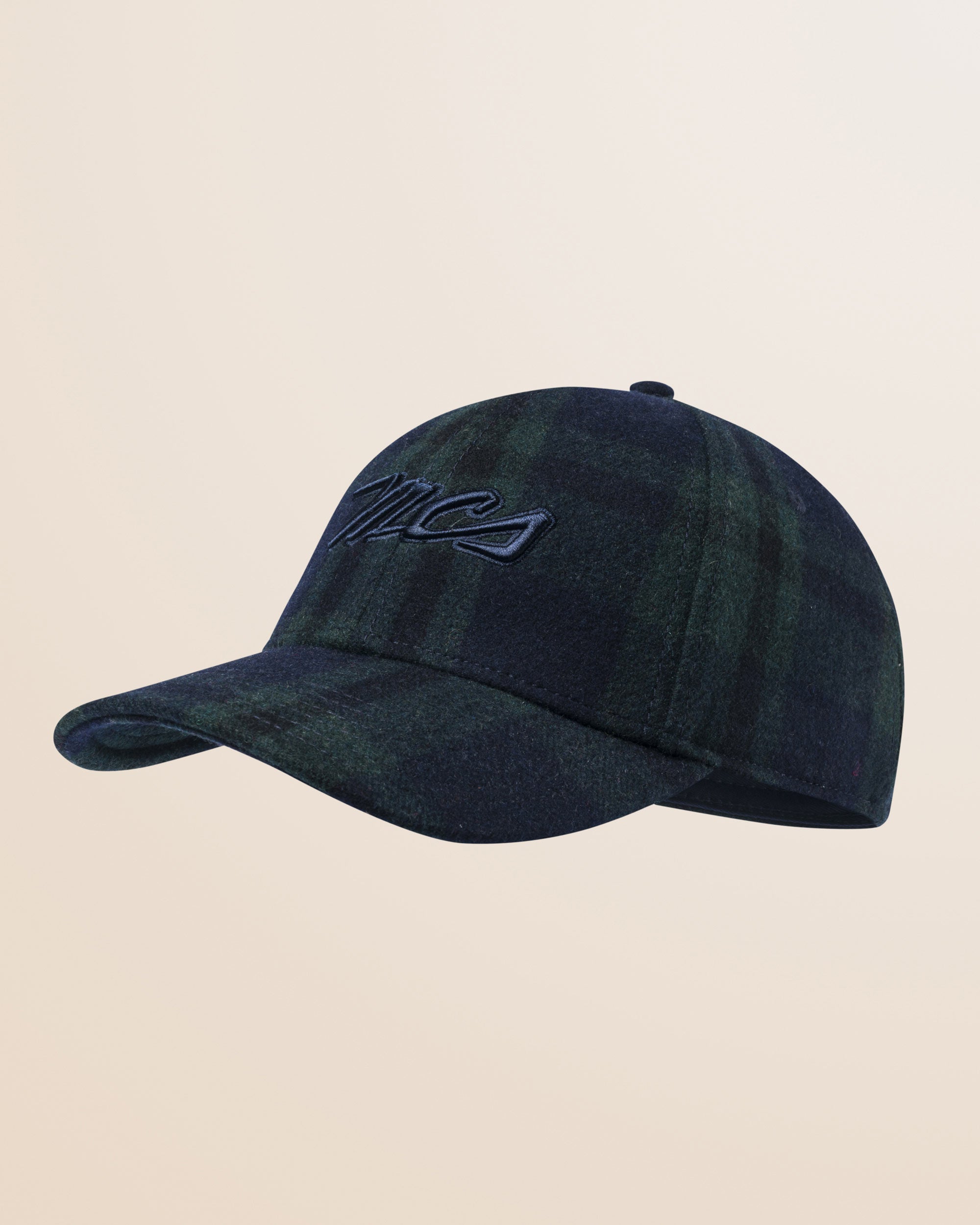 Cappello con Visiera in Misto Lana a Quadri fronte - Black Watch Check