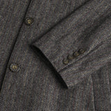 Cappotto in Misto Lana Herringbone dettaglio manica - Red Herringbone