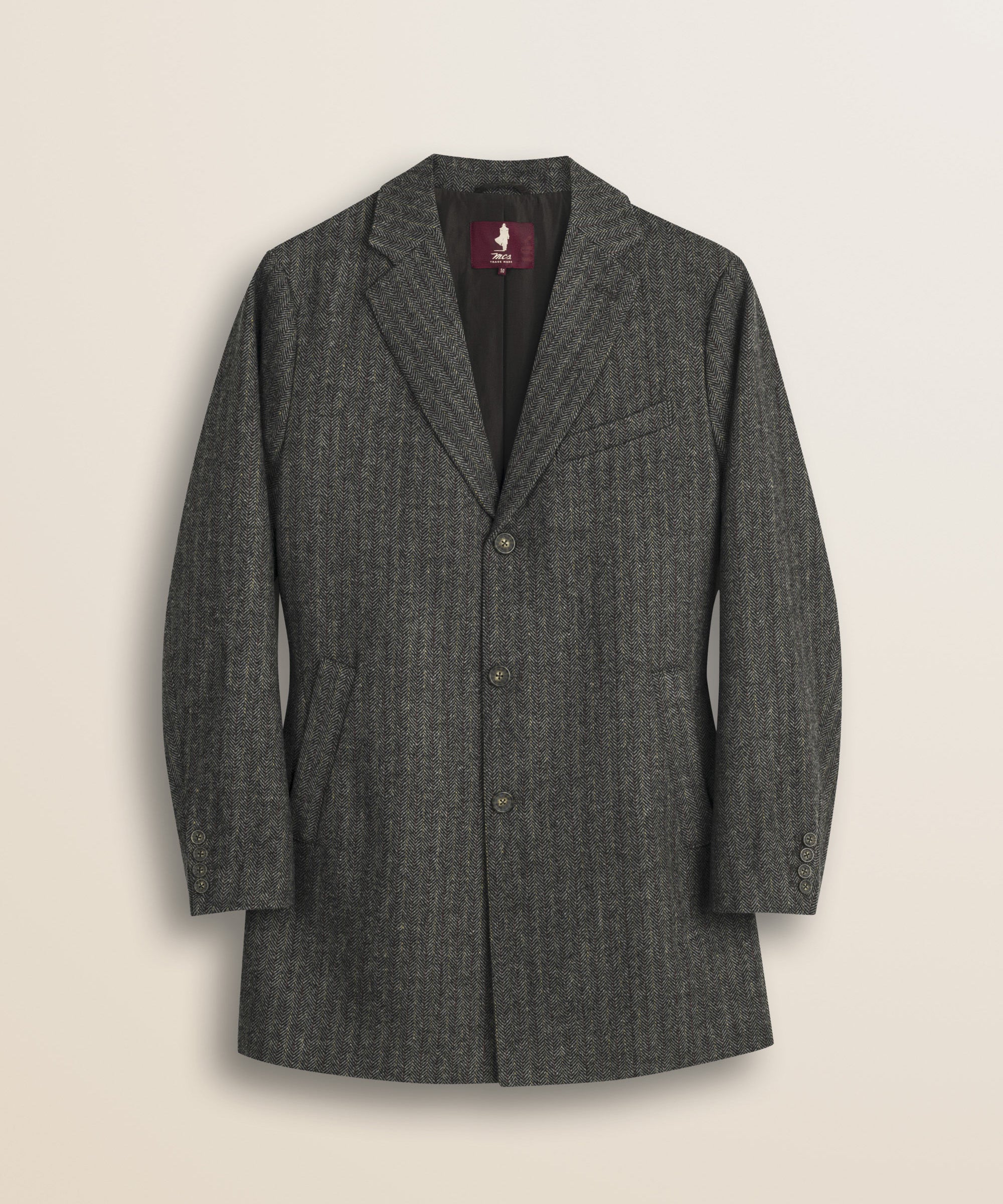 Cappotto in Misto Lana Herringbone fronte - Red Herringbone