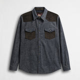 Camicia Western in Flanella Effetto Denim Scuro
