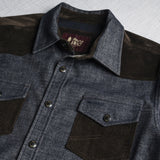 Camicia Western in Flanella Effetto Denim Scuro