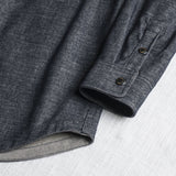 Camicia Western in Flanella Effetto Denim Scuro