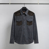 Camicia Western in Flanella Effetto Denim Scuro