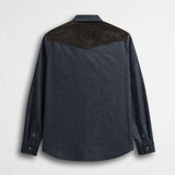 Camicia Western in Flanella Effetto Denim Scuro