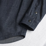 Camicia Western in Flanella Effetto Denim Scuro