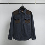 Camicia Western in Flanella Effetto Denim Scuro