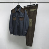 Camicia Western in Flanella Effetto Denim Scuro