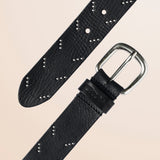 Cintura in Pelle Scamosciata con Borchie dettaglio - White