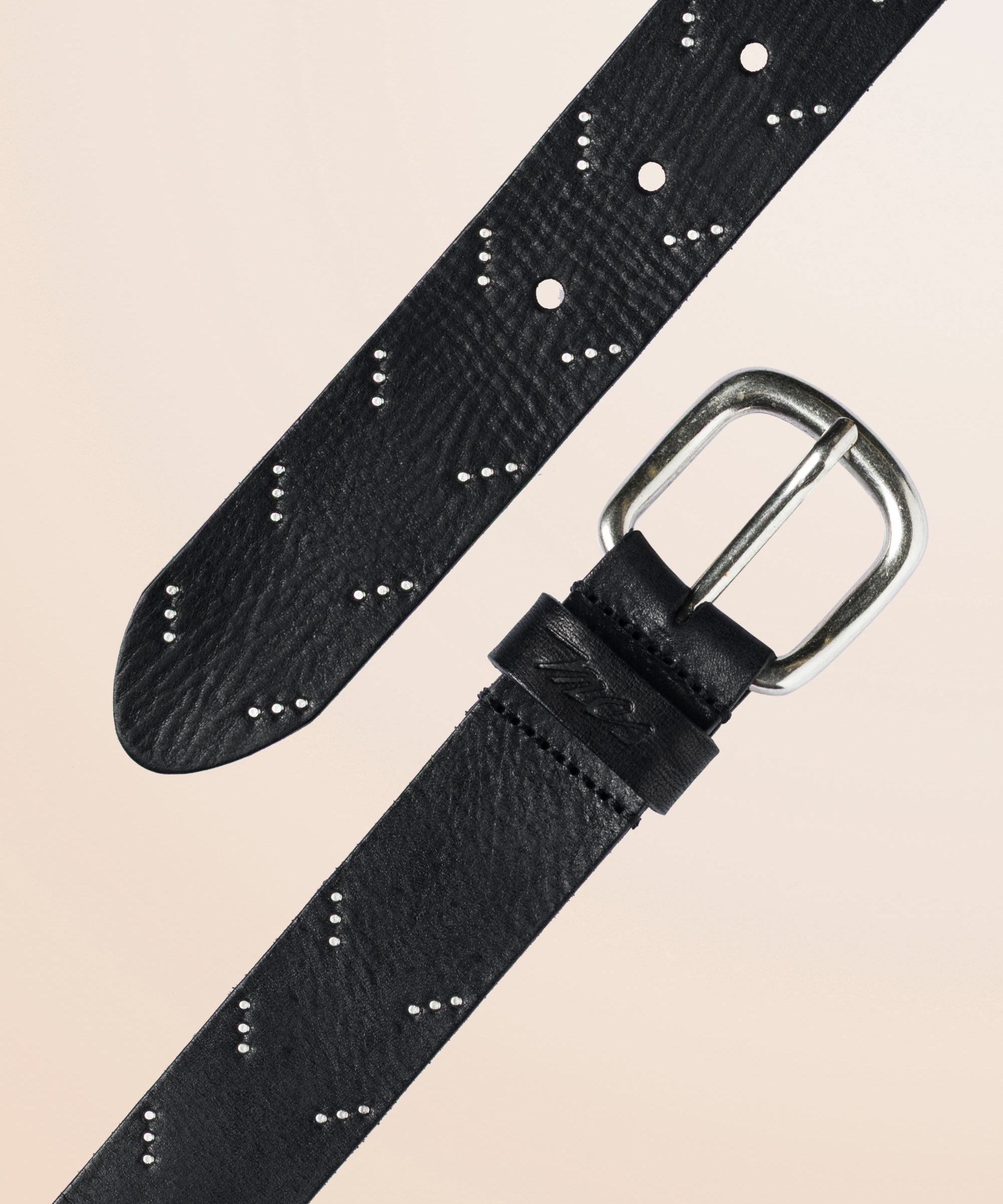 Cintura in Pelle Scamosciata con Borchie dettaglio - White