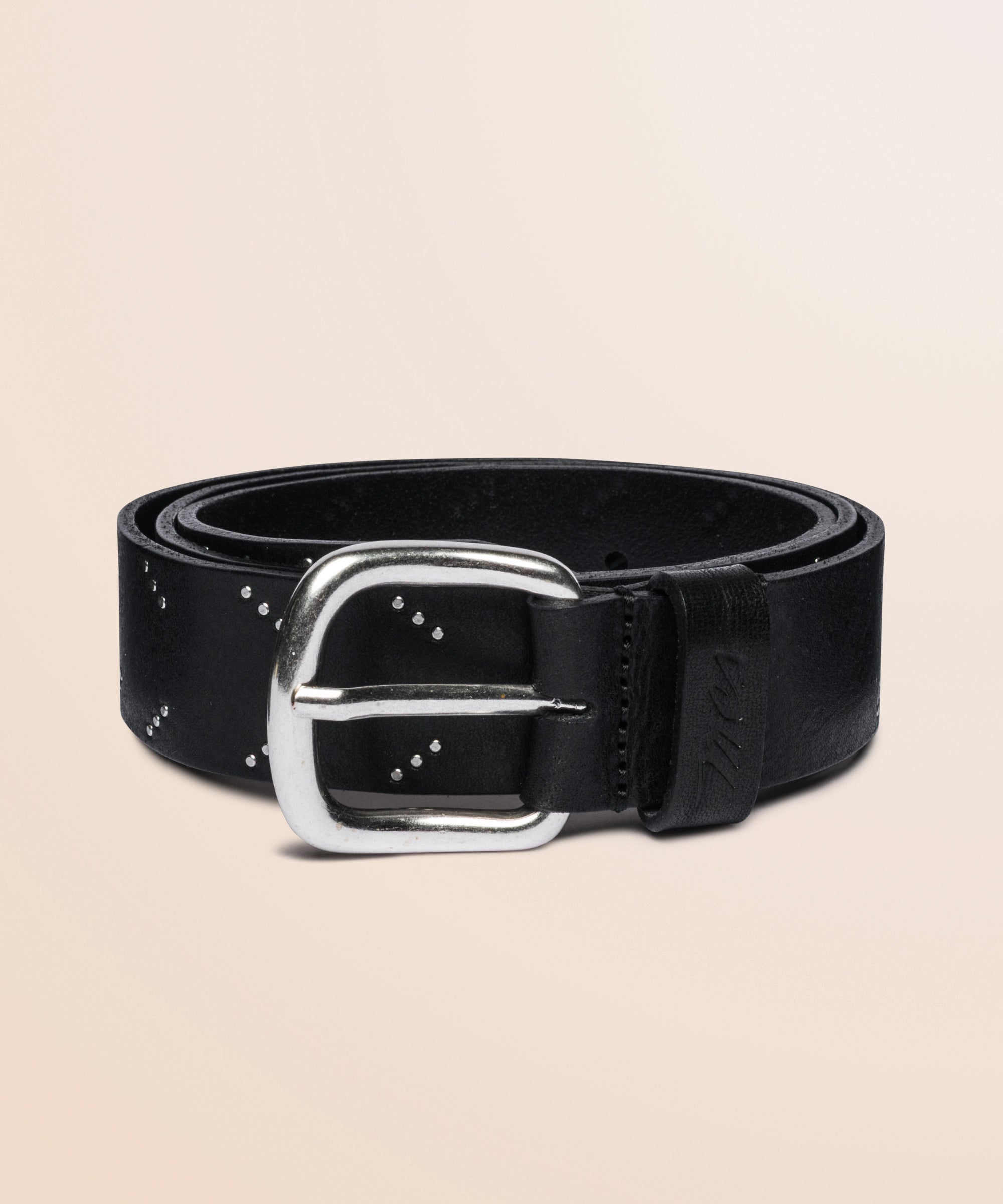 Cintura in Pelle Scamosciata con Borchie fronte - White