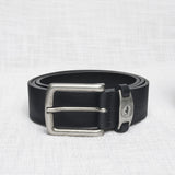 Cintura in Pelle con Fibbia Stondata - Black