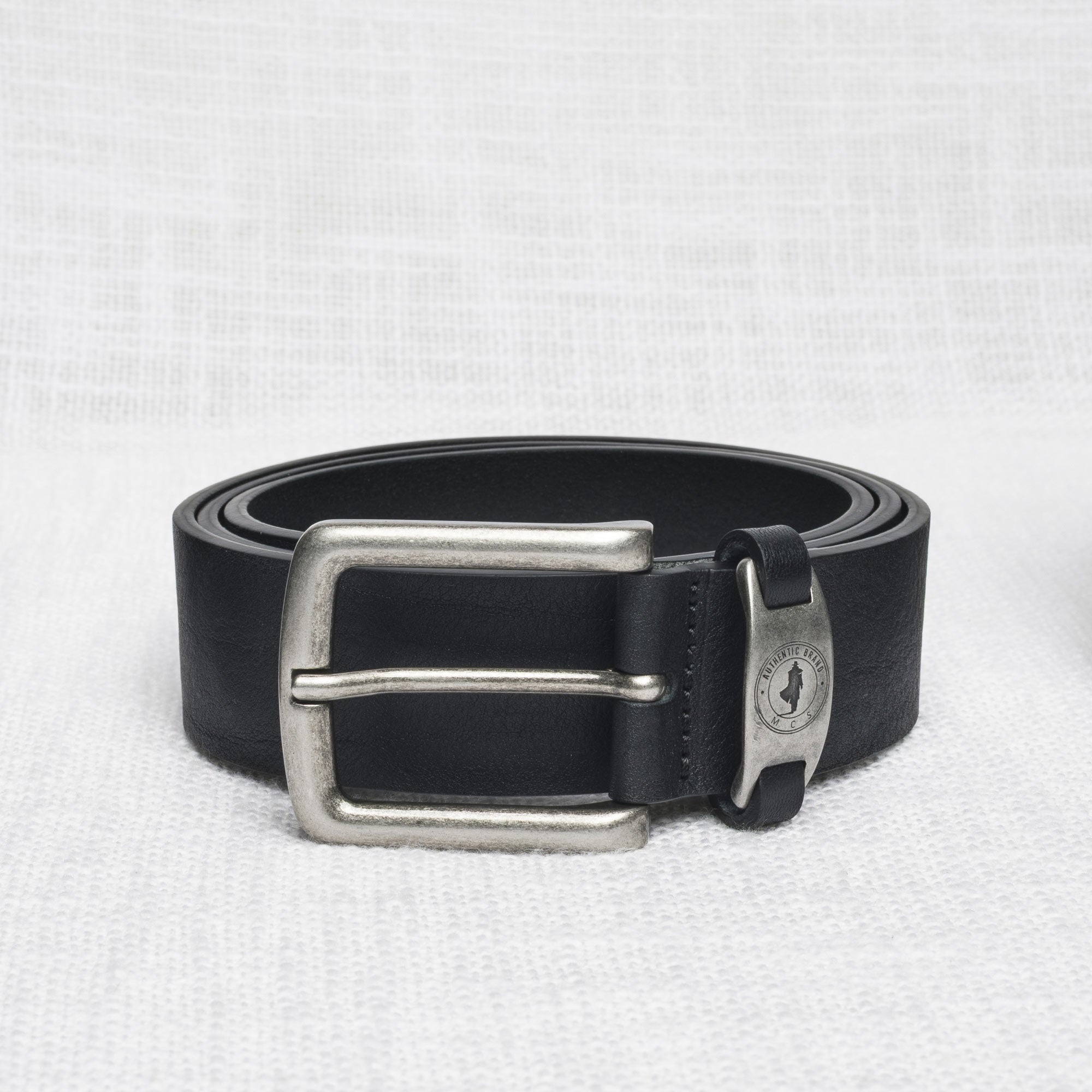 Cintura in Pelle con Fibbia Stondata - Black