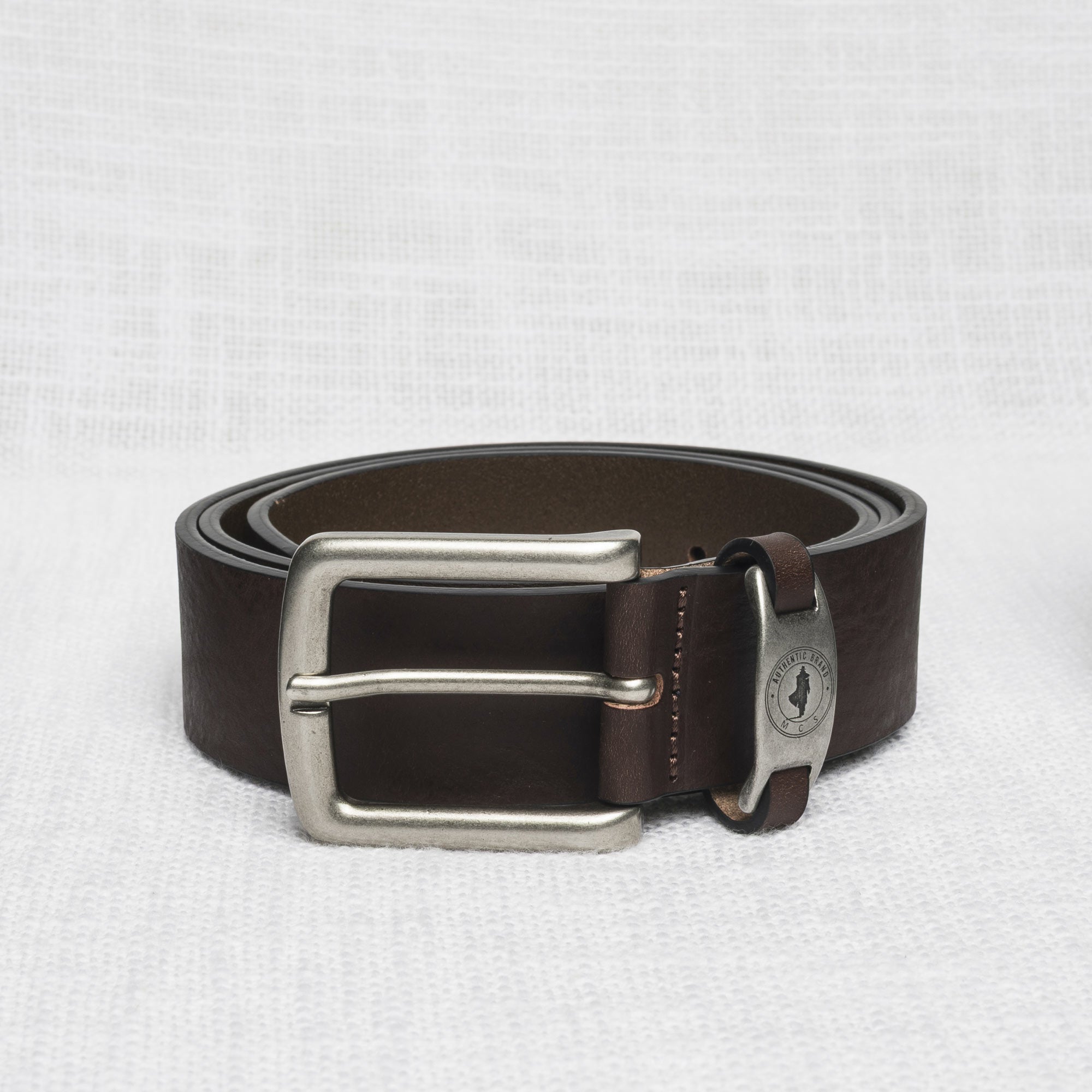 Cintura in Pelle con Fibbia Stondata - Brownie