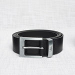 Cintura in Pelle con Fibbia Squadrata - Black
