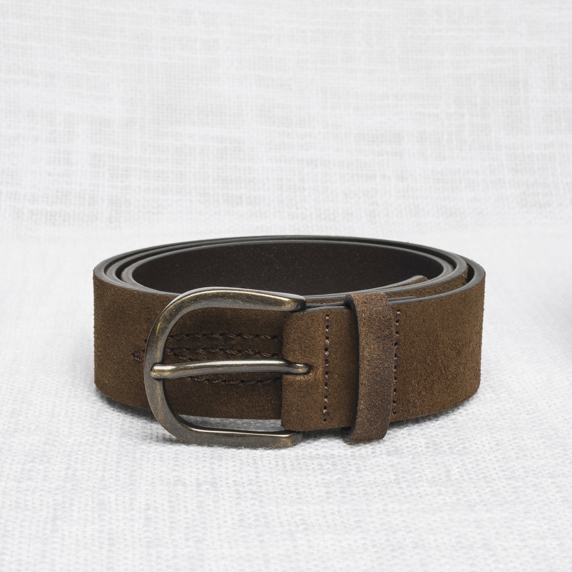 Cintura in Pelle Scamosciata con Ricamo - Taupe