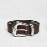 Cintura in Pelle con Fibbia Stondata Decorata - Falcon
