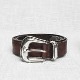 Cintura in Pelle con Fibbia Stondata Decorata - Falcon