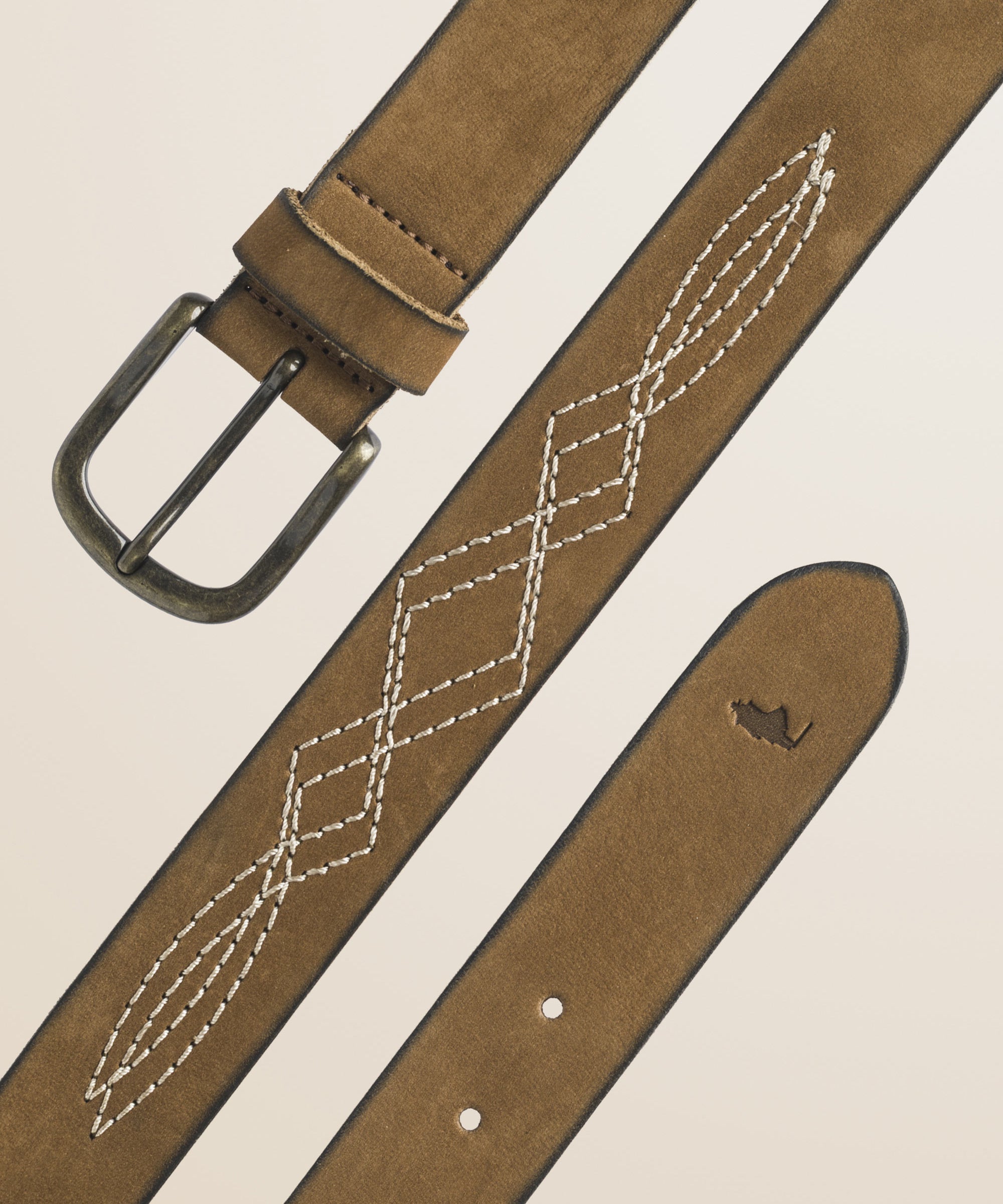 Cintura in Pelle Scamosciata con Ricamo Made in Italy dettaglio - Washed Leather