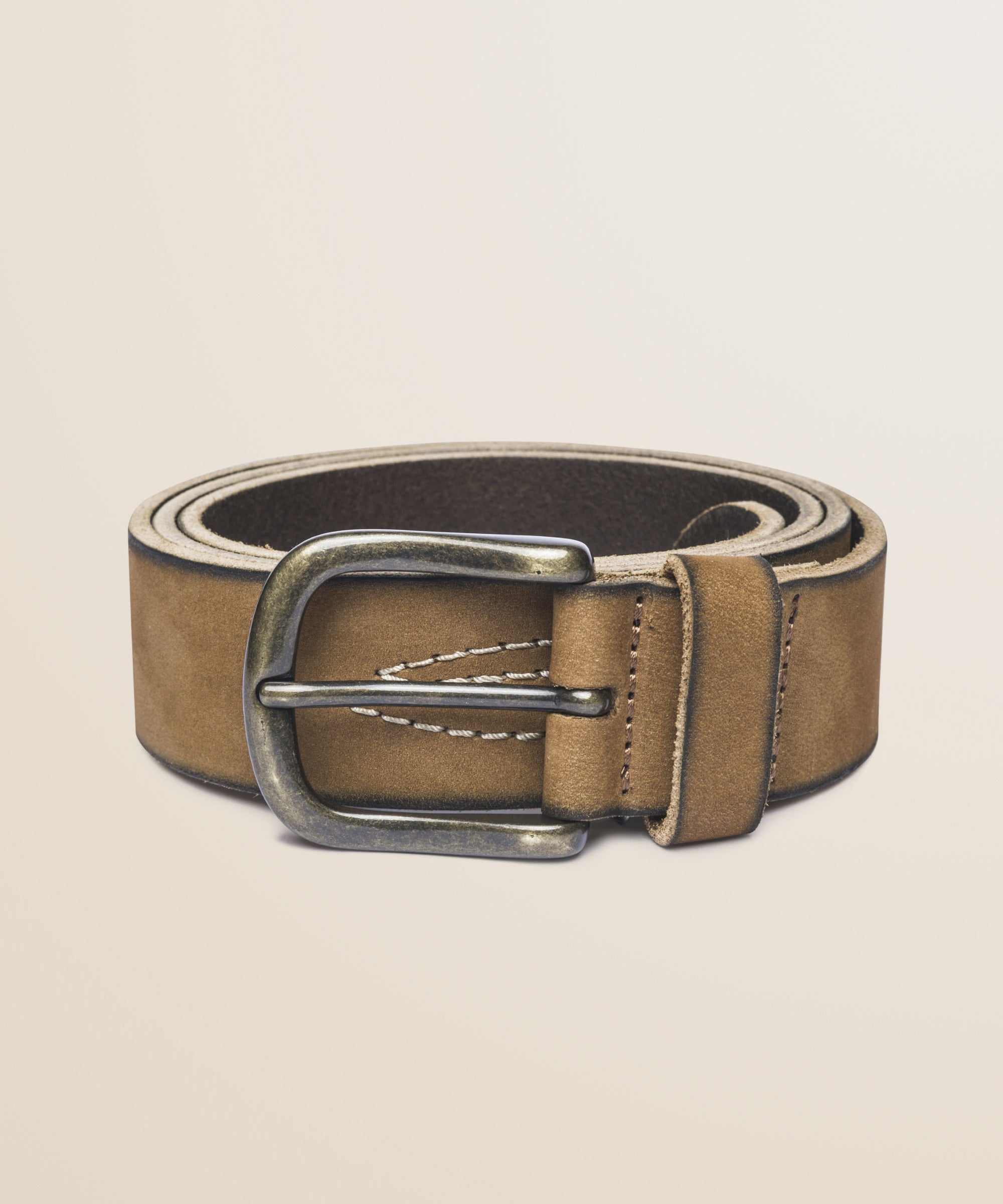 Cintura in Pelle Scamosciata con Ricamo Made in Italy fronte - Washed Leather