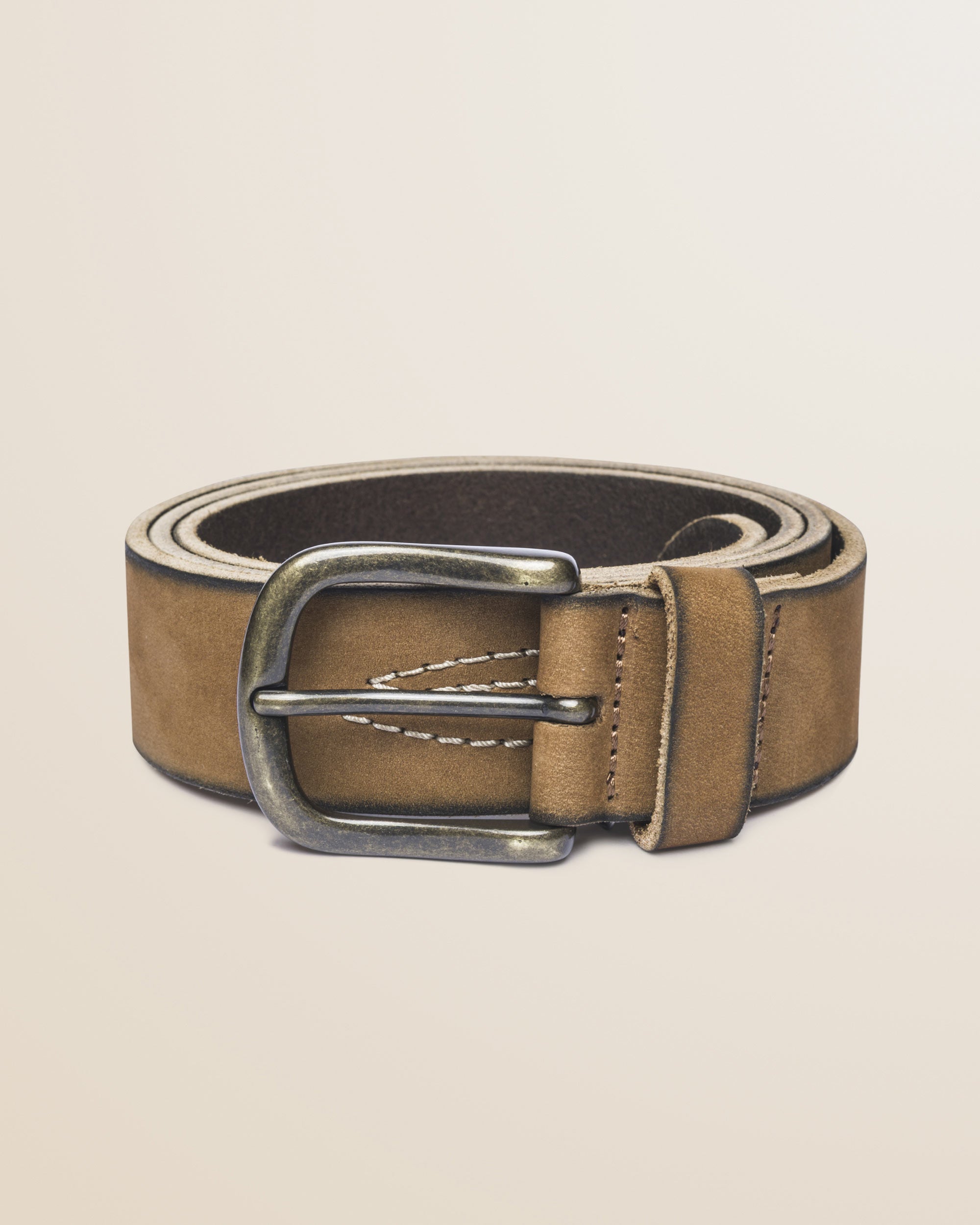Cintura in Pelle Scamosciata con Ricamo Made in Italy fronte - Washed Leather