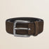 Cintura in Pelle Scamosciata Cerata Made in Italy fronte - Mid Brown