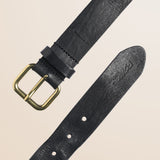 Cintura in Pelle Lavata Effetto Vintage dettaglio - Black