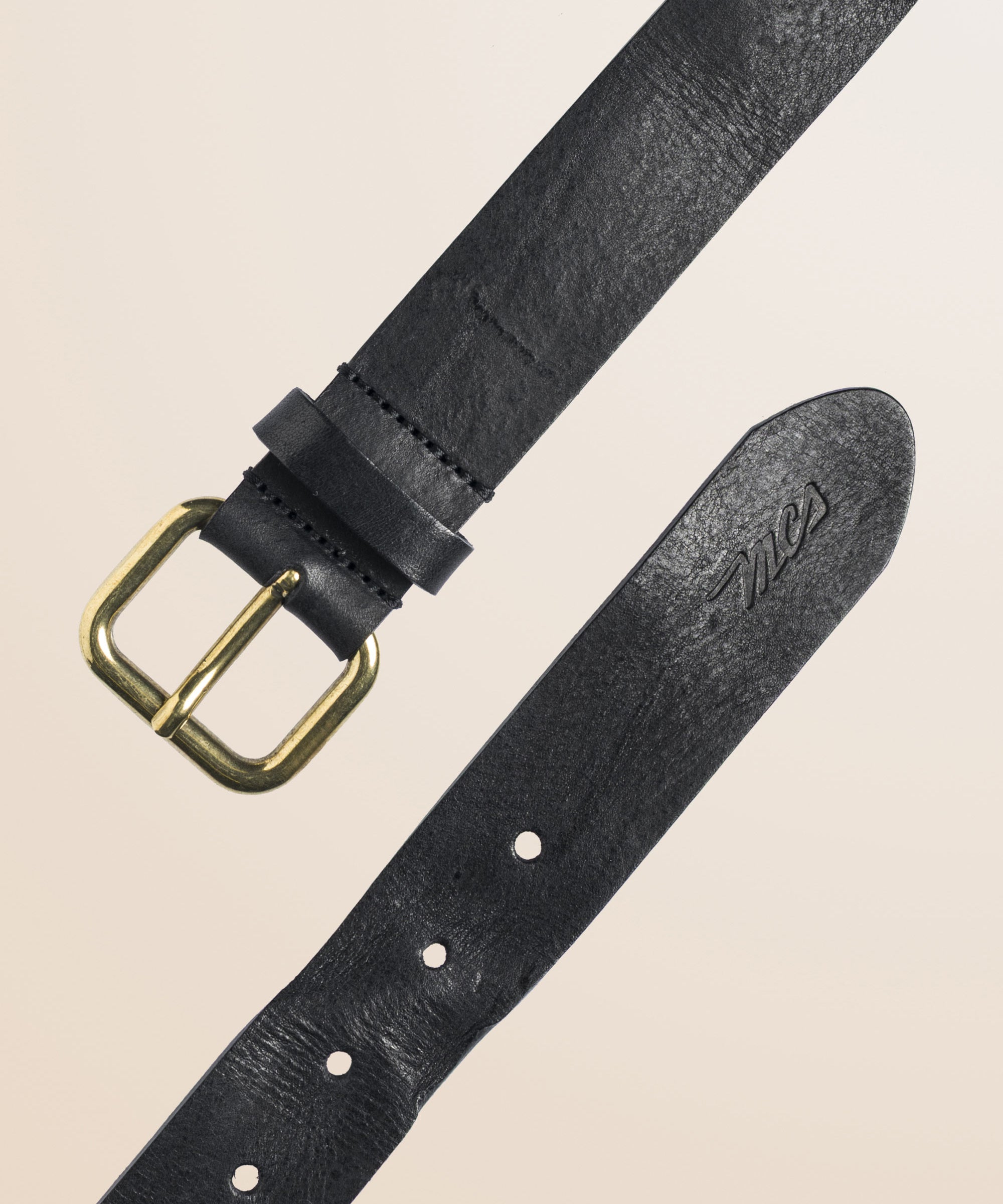 Cintura in Pelle Lavata Effetto Vintage dettaglio - Black