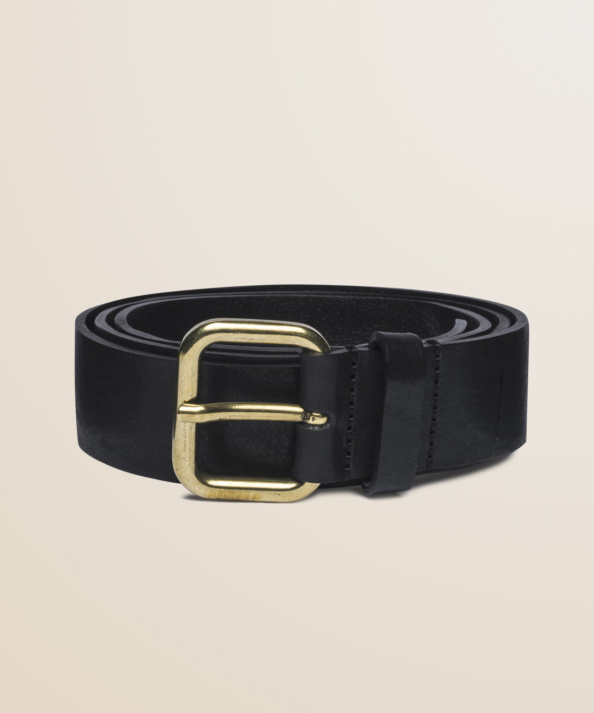 Cintura in Pelle Lavata Effetto Vintage fronte - Black