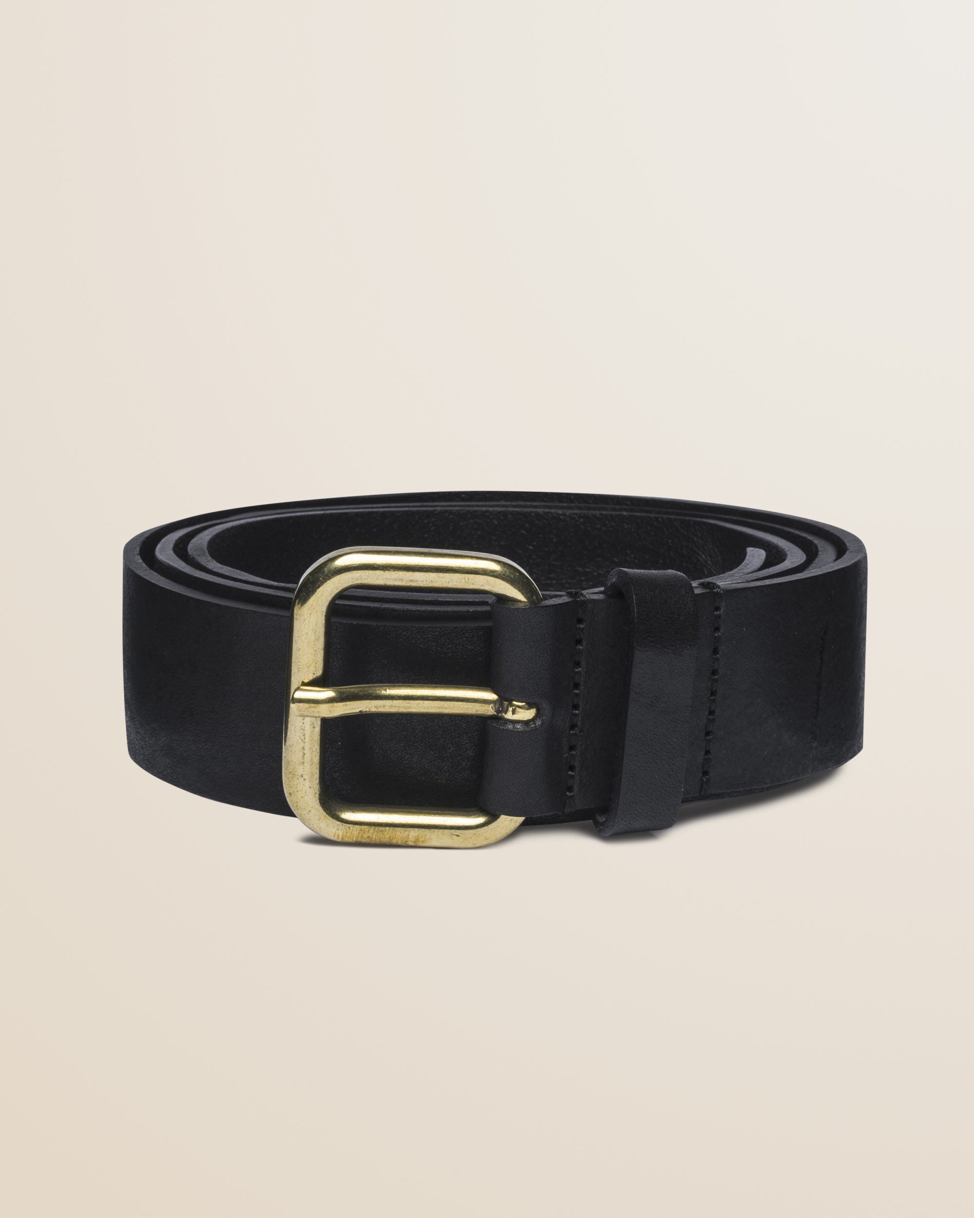 Cintura in Pelle Lavata Effetto Vintage fronte - Black