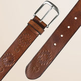 Cintura in Pelle Cerata con Motivi Impressi dettaglio - Light Cuir