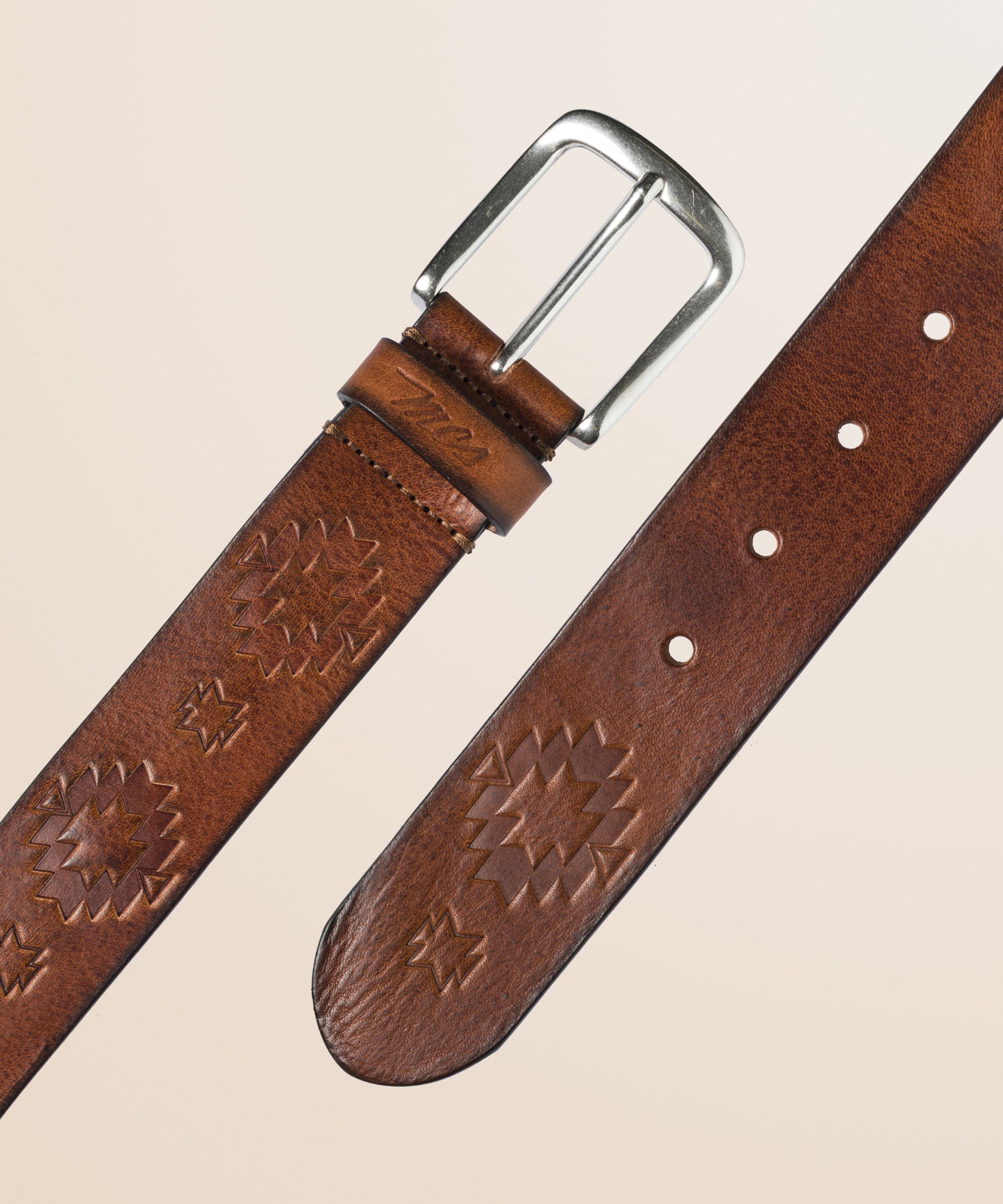 Cintura in Pelle Cerata con Motivi Impressi dettaglio - Light Cuir