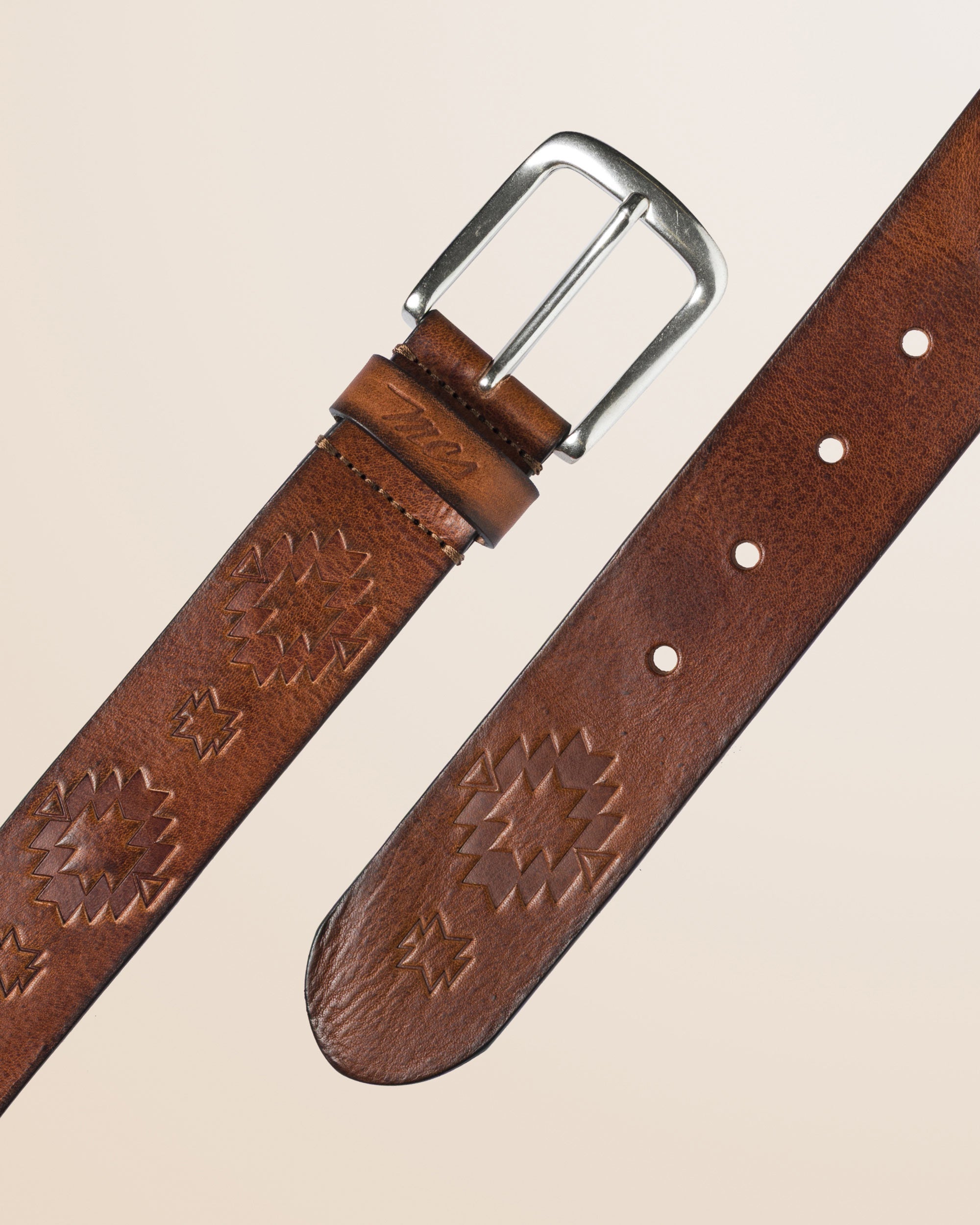 Cintura in Pelle Cerata con Motivi Impressi dettaglio - Light Cuir