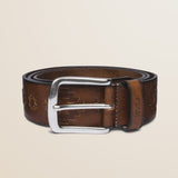Cintura in Pelle Cerata con Motivi Impressi fronte - Light Cuir