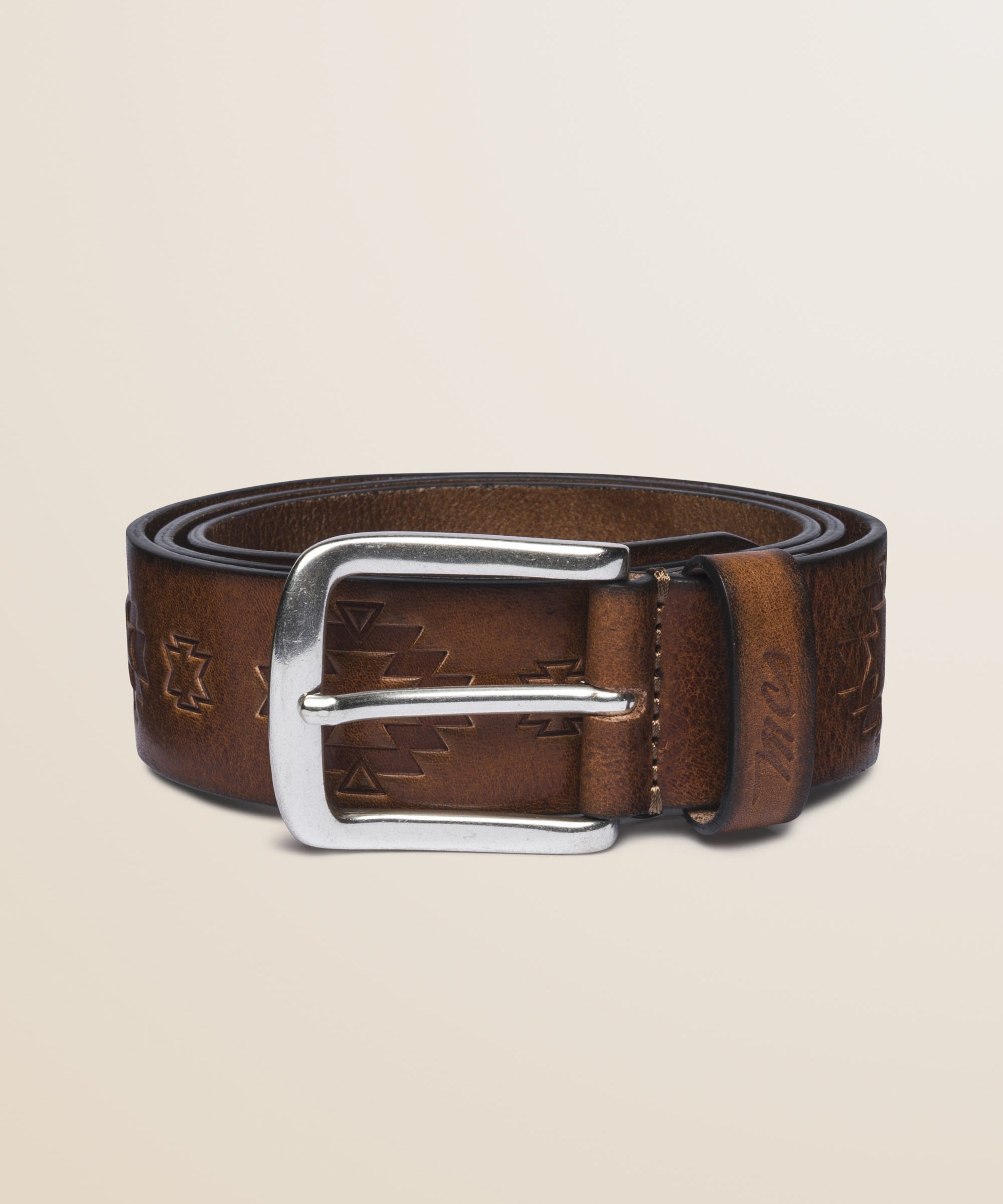 Cintura in Pelle Cerata con Motivi Impressi fronte - Light Cuir
