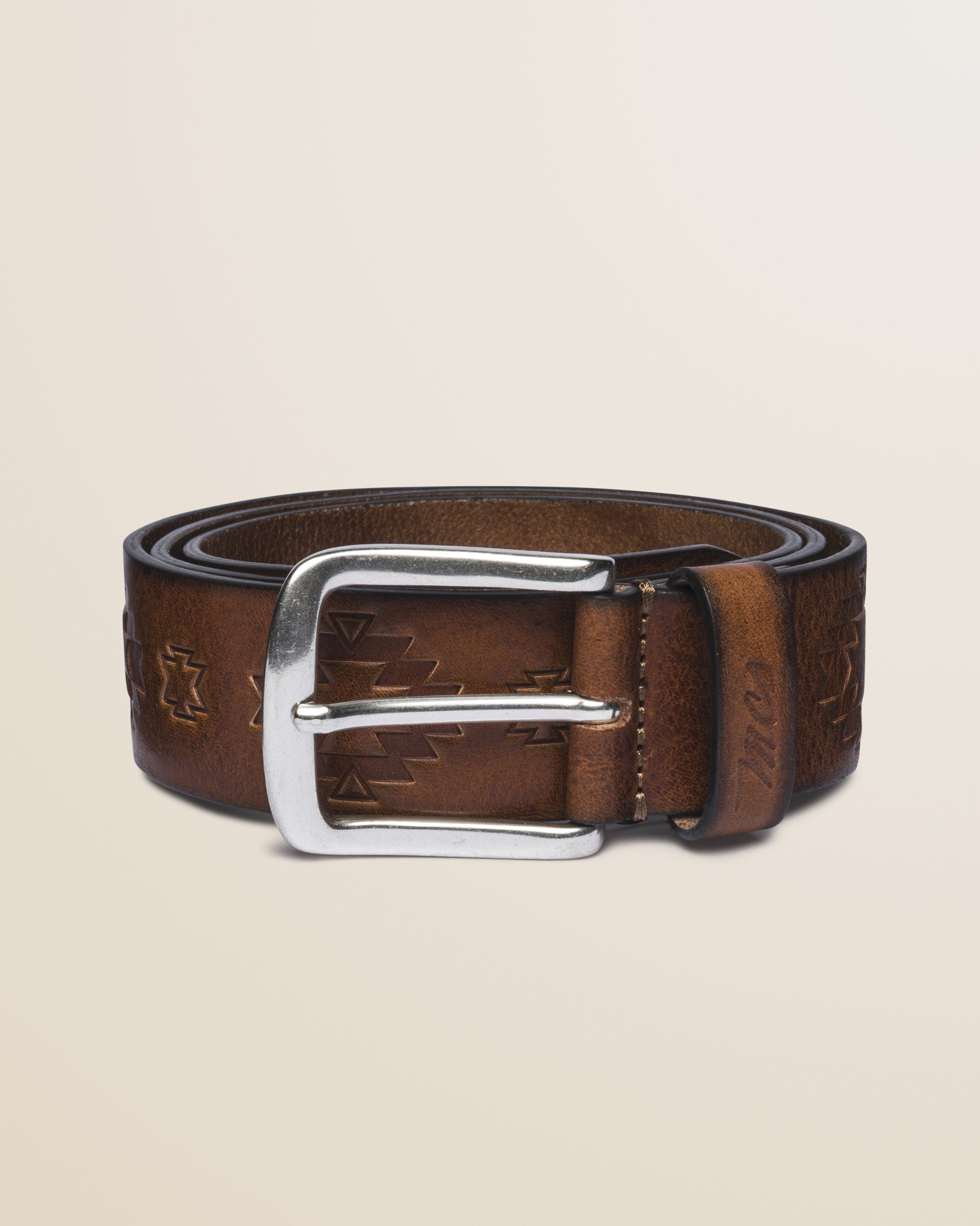 Cintura in Pelle Cerata con Motivi Impressi fronte - Light Cuir