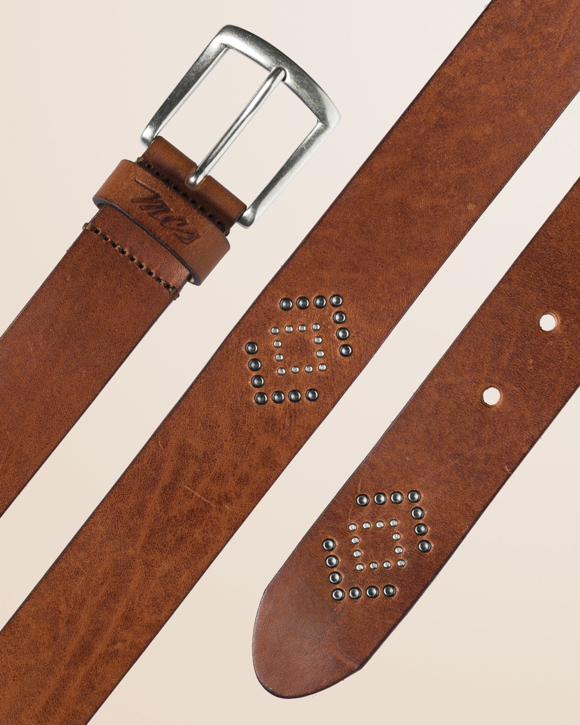 Cintura in Pelle Cerata con Borchie Country dettaglio - Cuir
