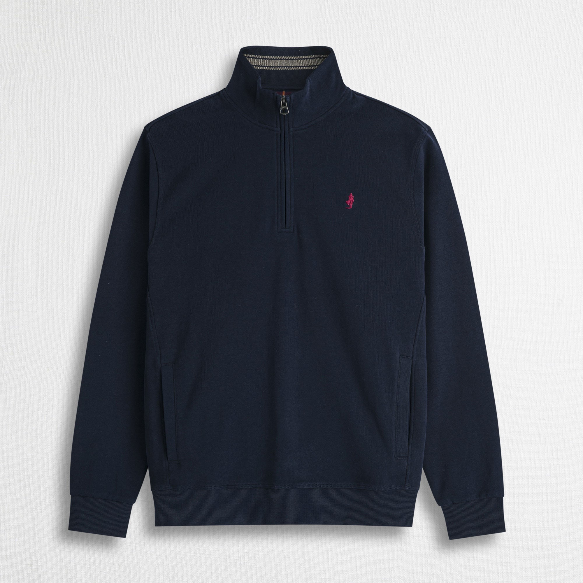 Felpa Mezza Zip 100% Cotone - Blue Navy