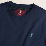 Felpa Girocollo in Cotone Smerigliato dettaglio - Navy Blue