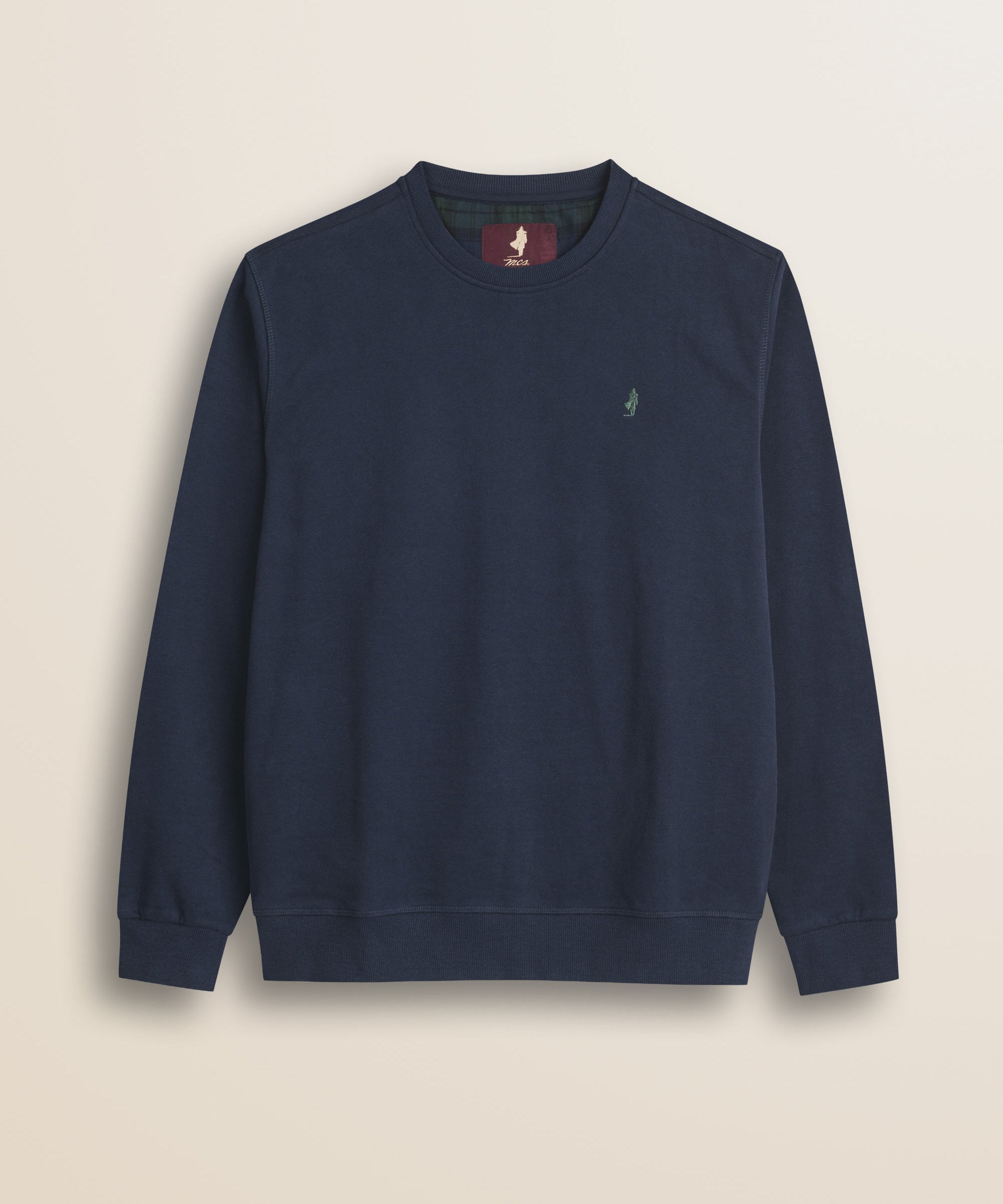 Felpa Girocollo in Cotone Smerigliato fronte - Navy Blue