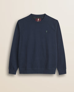 Felpa Girocollo in Cotone Smerigliato fronte - Navy Blue