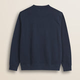 Felpa Girocollo in Cotone Smerigliato retro - Navy Blue