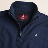 Felpa Mezza Zip in Cotone Smerigliato dettaglio - Navy Blue