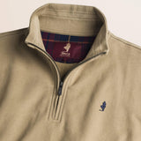 Felpa Mezza Zip in Cotone Smerigliato dettaglio - Elmwood Brown