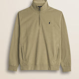 Felpa Mezza Zip in Cotone Smerigliato fronte - Elmwood Brown