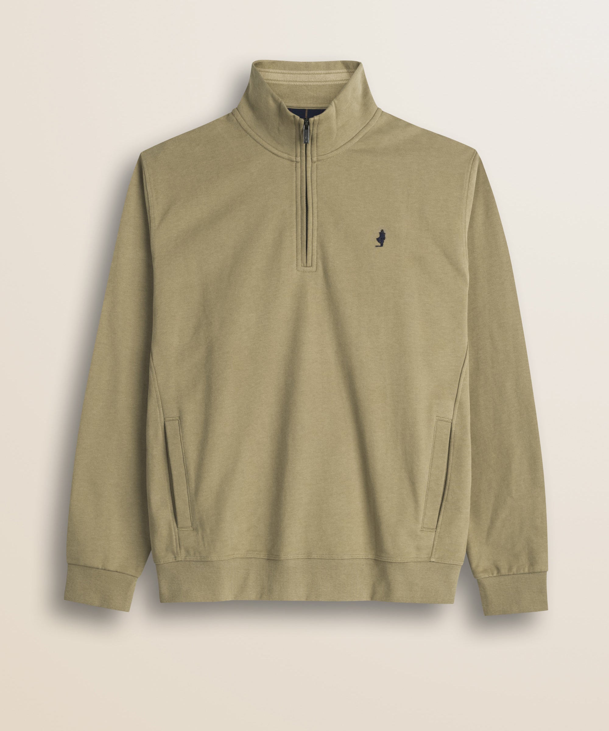 Felpa Mezza Zip in Cotone Smerigliato fronte - Elmwood Brown