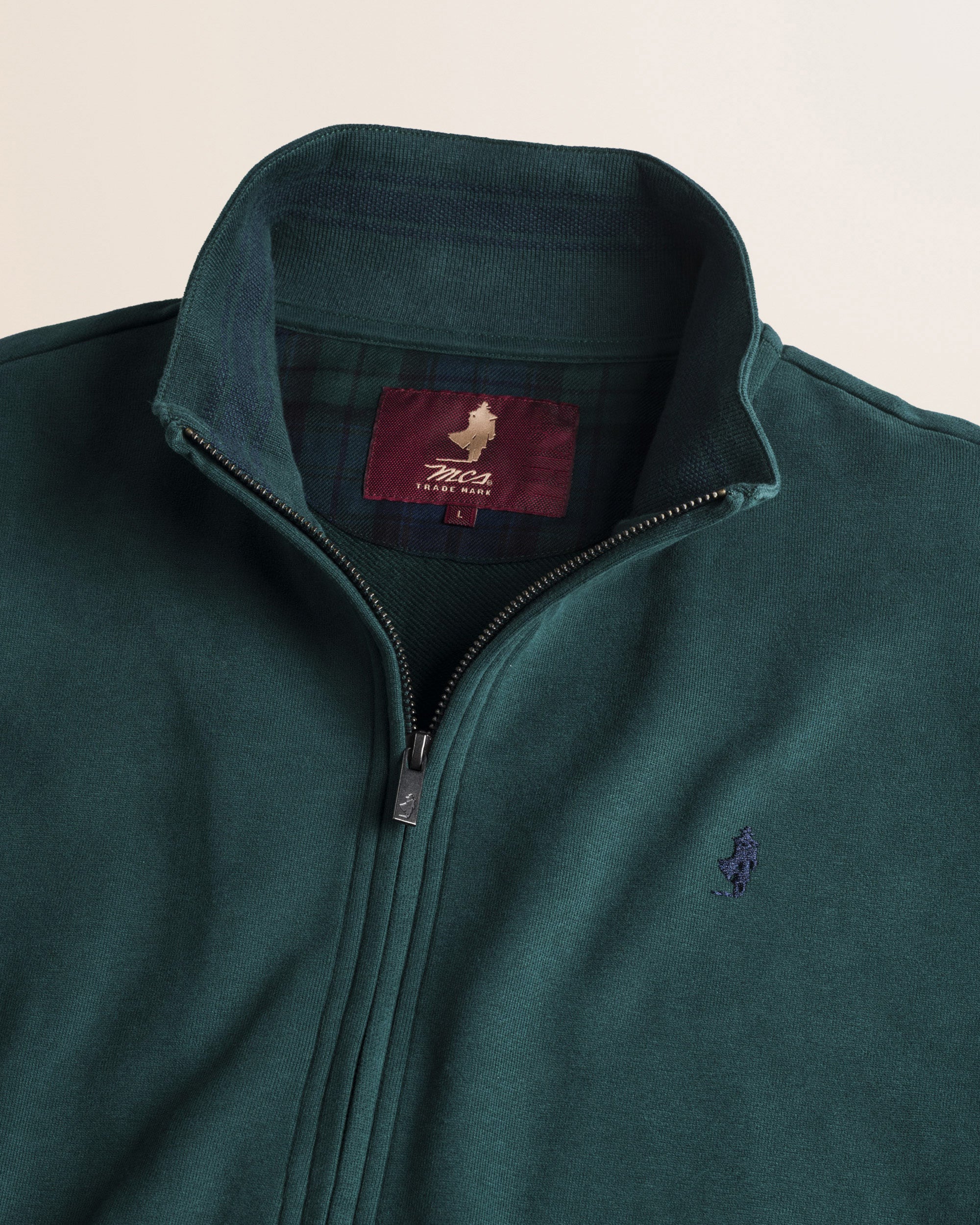 Felpa Full Zip in Cotone Smerigliato dettaglio - Ponderosa Pine