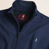 Felpa Full Zip in Cotone Smerigliato dettaglio - Navy Blue