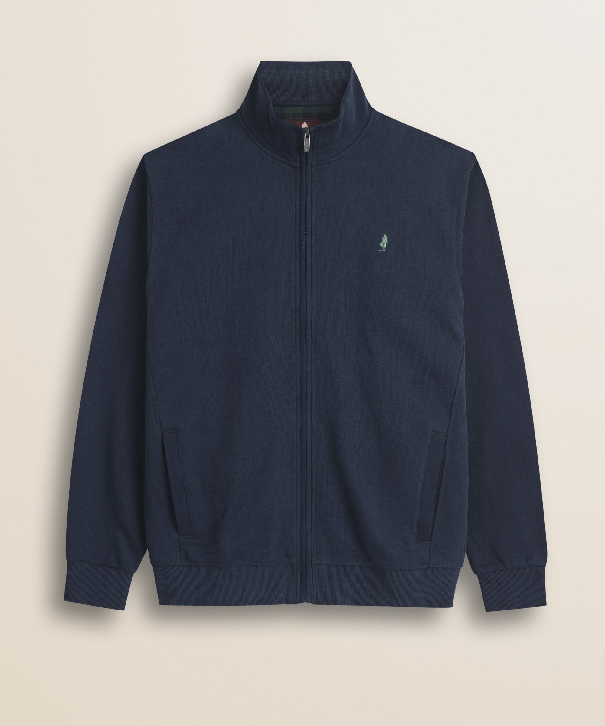 Felpa Full Zip in Cotone Smerigliato fronte - Navy Blue