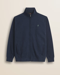 Felpa Full Zip in Cotone Smerigliato fronte - Navy Blue