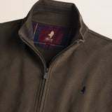 Felpa Full Zip in Cotone Smerigliato dettaglio - Chocolate
